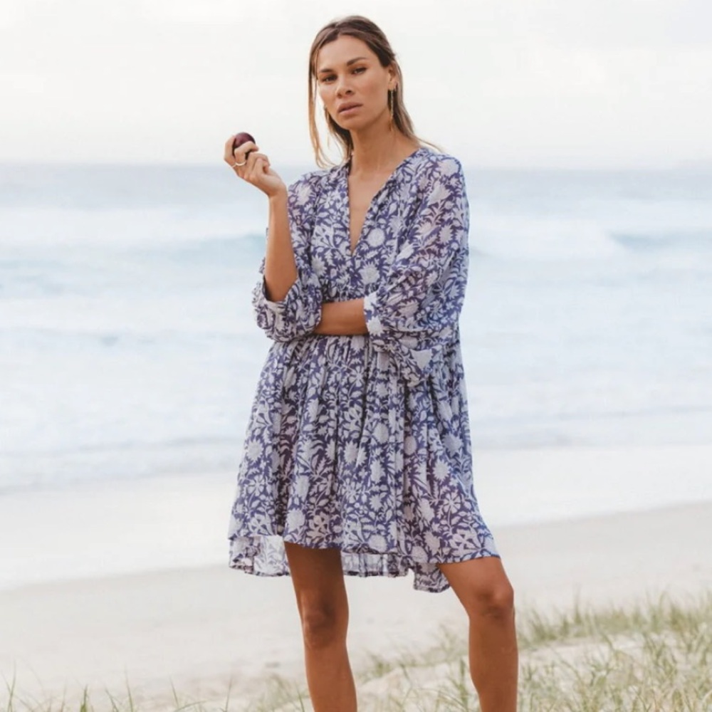 Daughters of India Kyra Mini Dress - Blue Iris